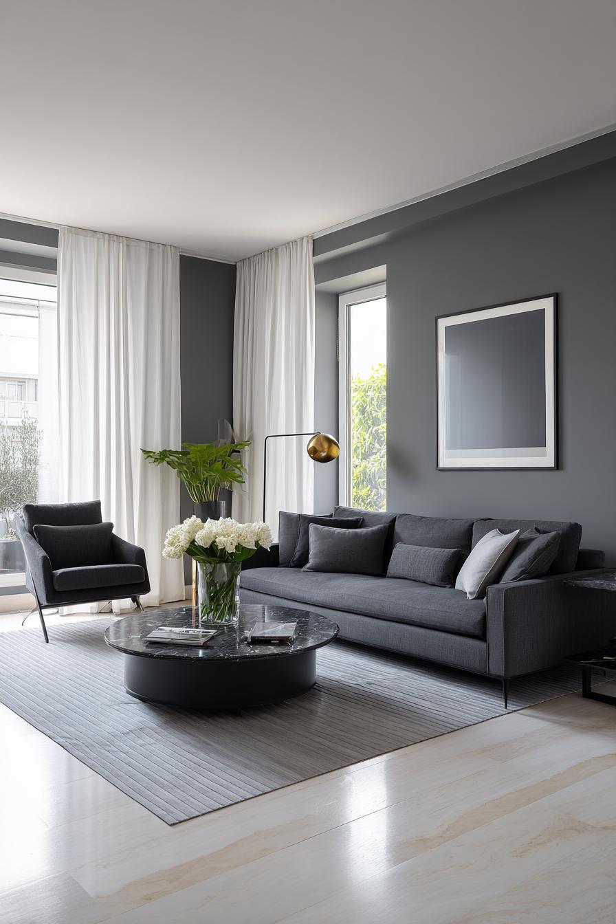 Contrast Grey Walls with Crisp White Trim