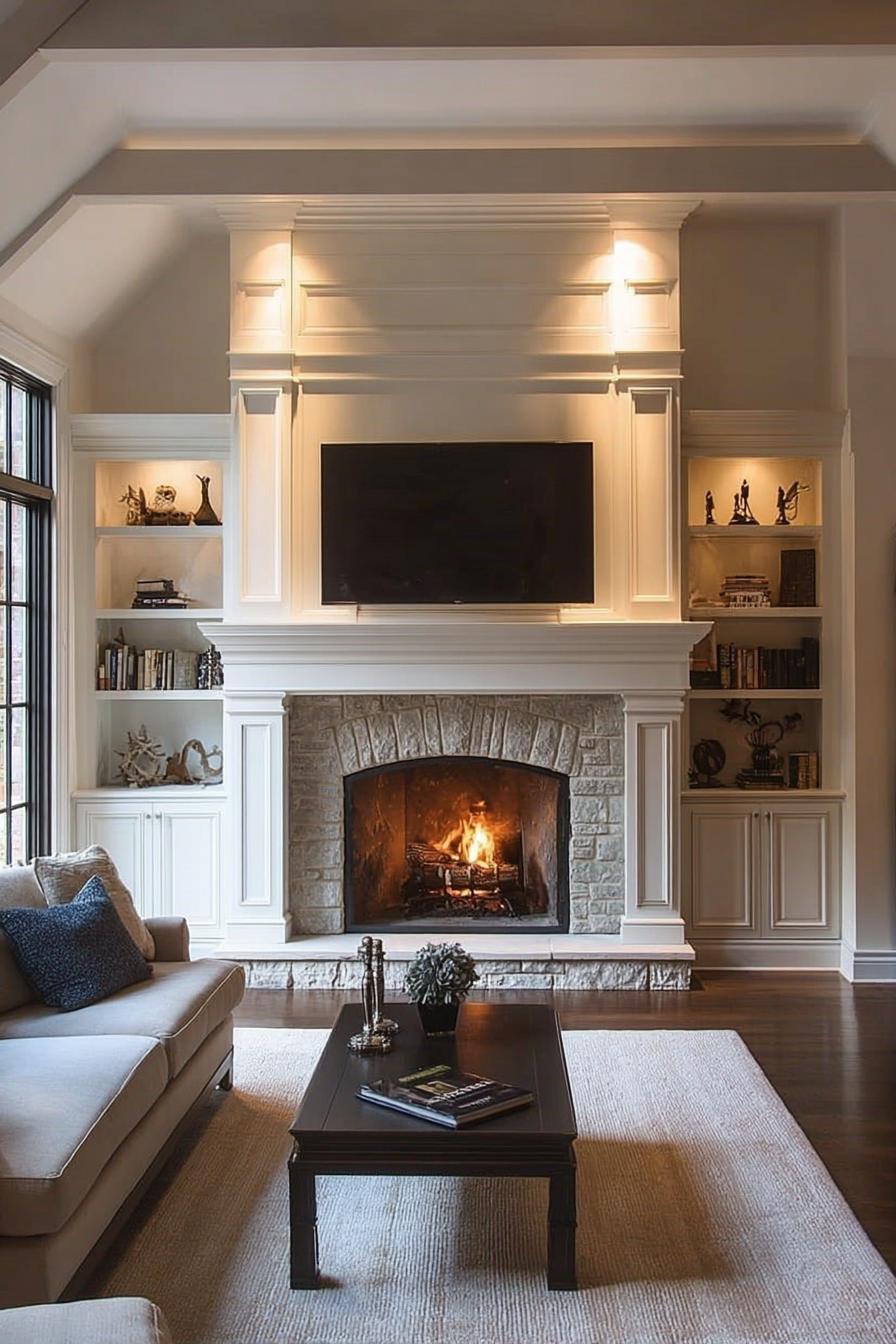 Flank Your Fireplace with Stylish Shelving