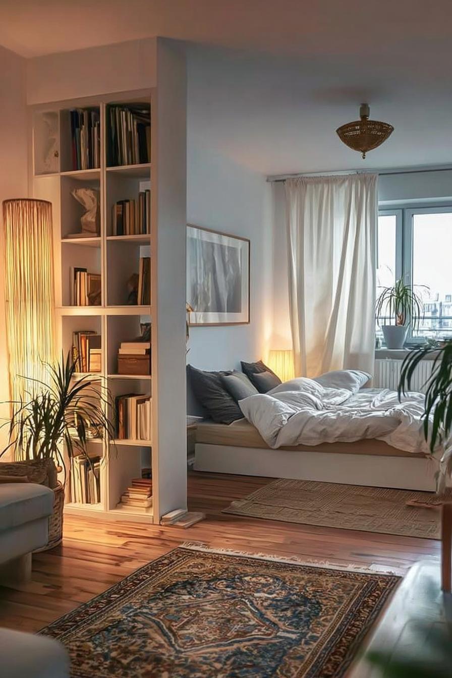 Use Open Shelving As Functional Divider in Small Spaces