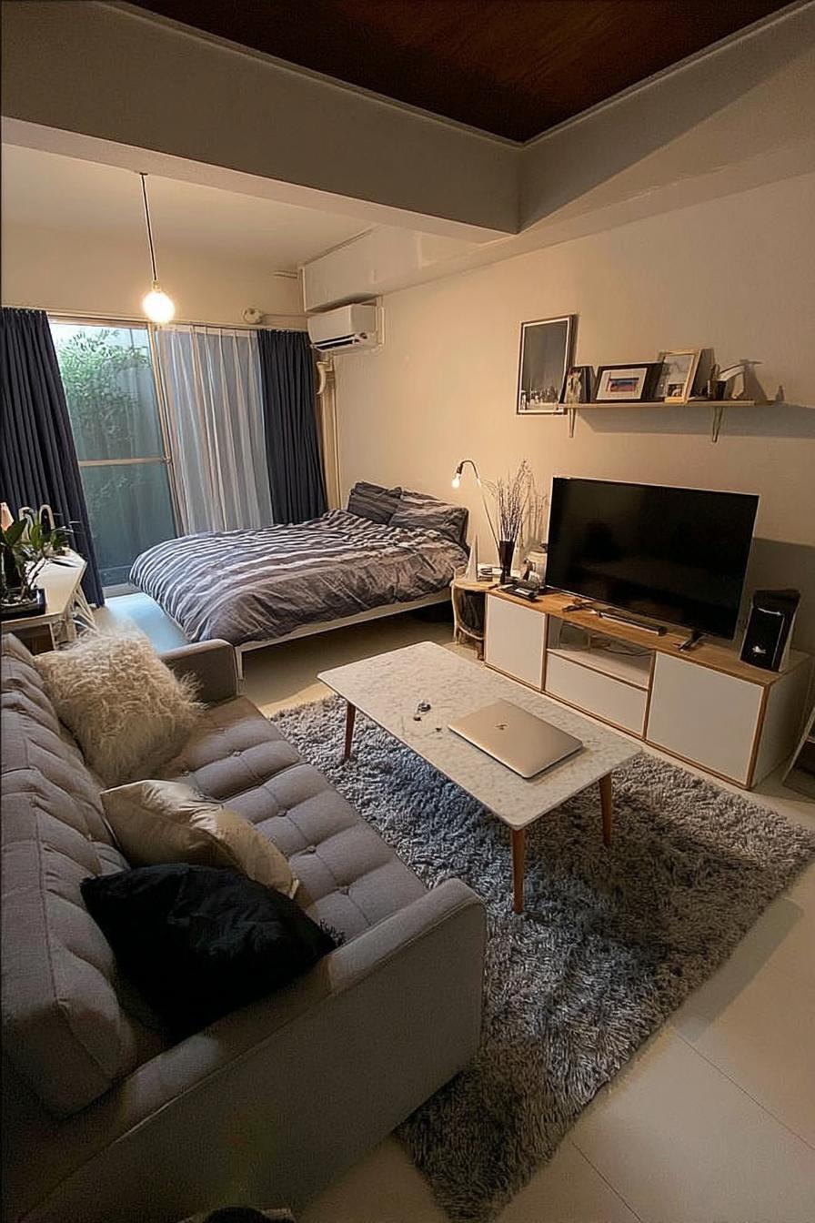 Anchor the Space with a Large Plush Area Rug For Comfort in Small Spaces