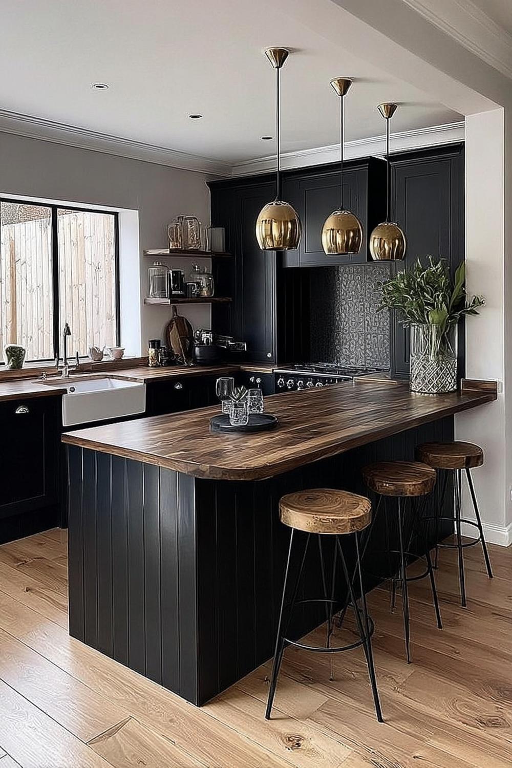 Accent with Mixed Wood Tones For a Dynamic Modern Kitchen