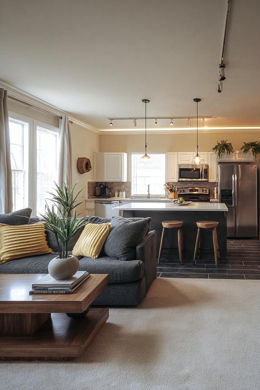 Blend Soft Textures with Sleek Surfaces For Cozy Open Concept