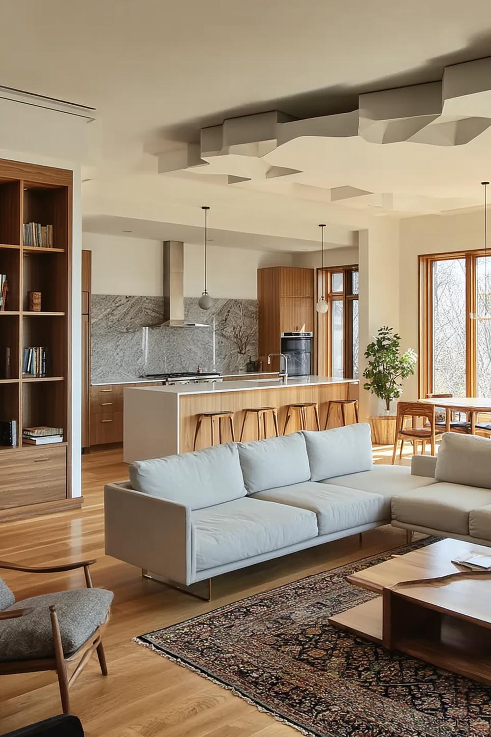Introduce Geometric Ceiling Design to Enhance Open Concept