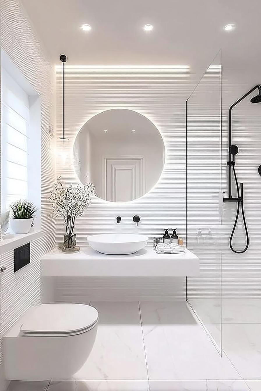 Accentuate Black Shower Fixtures For Dramatic Black and White Contrast