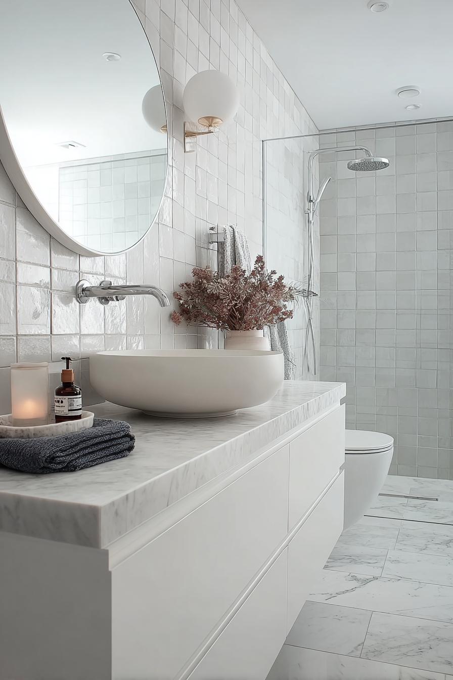 Layer Textured White Tile For Subtle All White Dimension