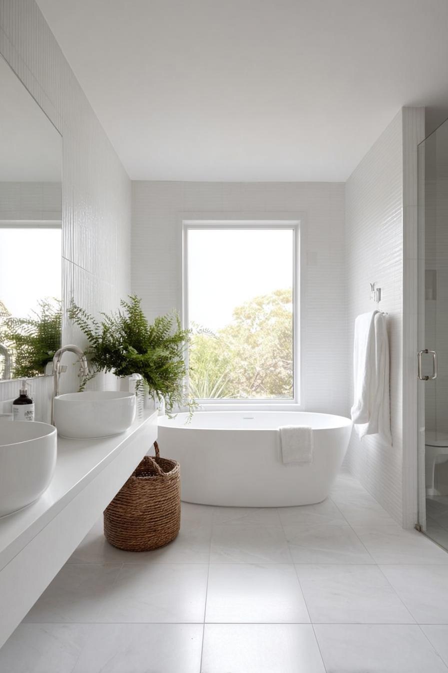 Introduce Lush Greenery to Enhance All White Serenity