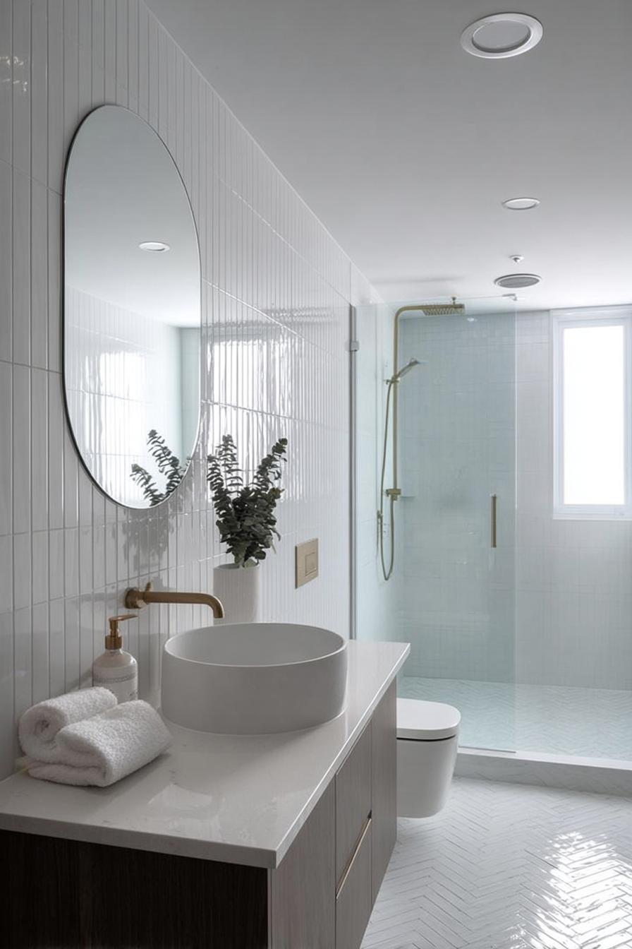 Select a Floating Vanity For Airy Grey and White Balance