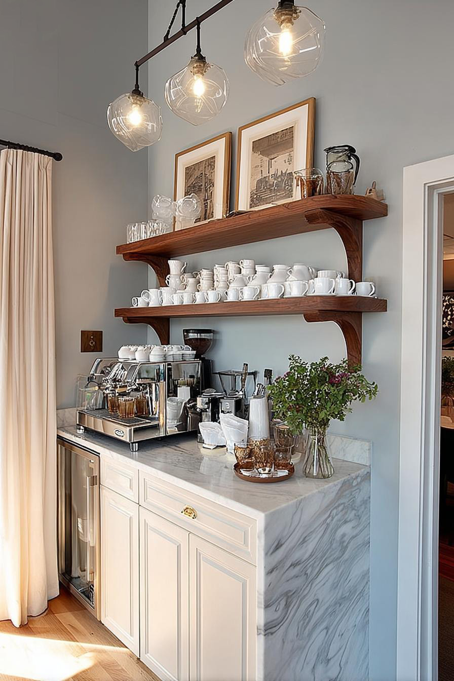 Position Art Prints Above Shelving For Personalized Elegant Touch