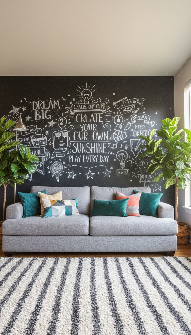 wall behind sofa design ideas - Chalkboard Walls: Playful and Personal