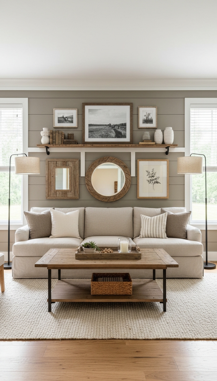 wall behind sofa design ideas - Board and Batten: Vertical Texture and Farmhouse Flair