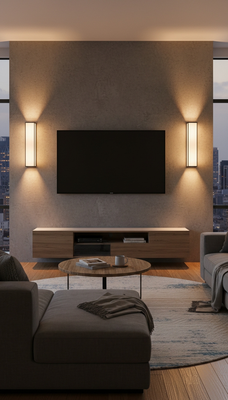 wall mounted lights living room - Wall Lights Soften Room Boundaries