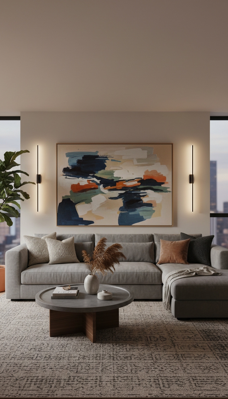 wall mounted lights living room - Art-Enhancing Sconces with Subtle Illumination