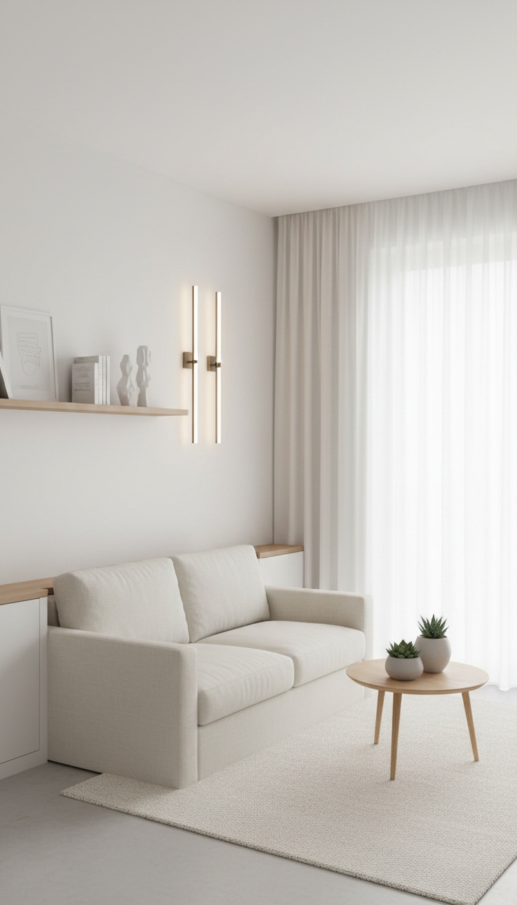 wall mounted lights living room - Minimalist Sconces Enhance Spaciousness
