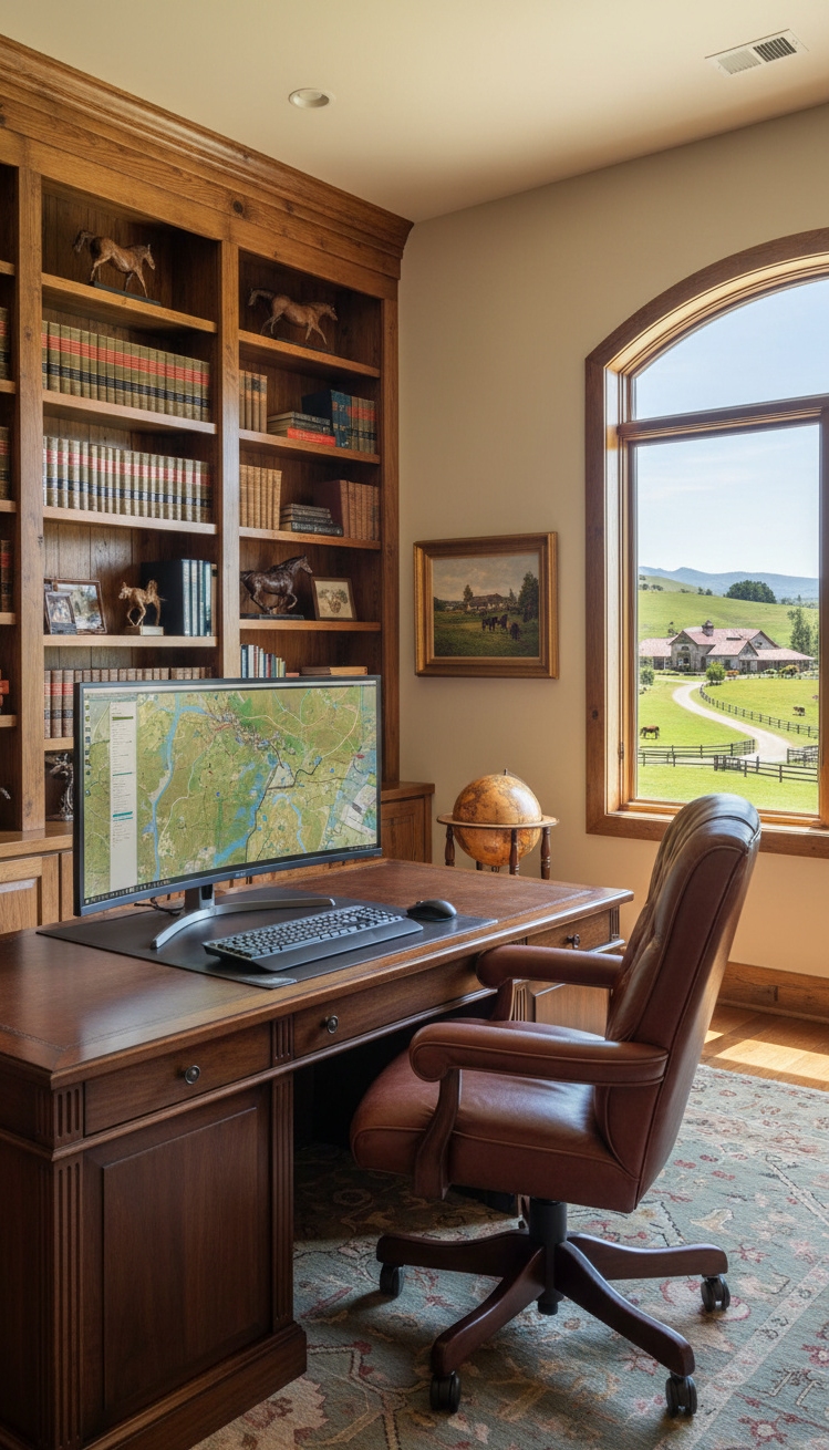 ranch mansion - Sumptuous Leather Chair in Deep Brown - The inviting leather chair exudes warmth...