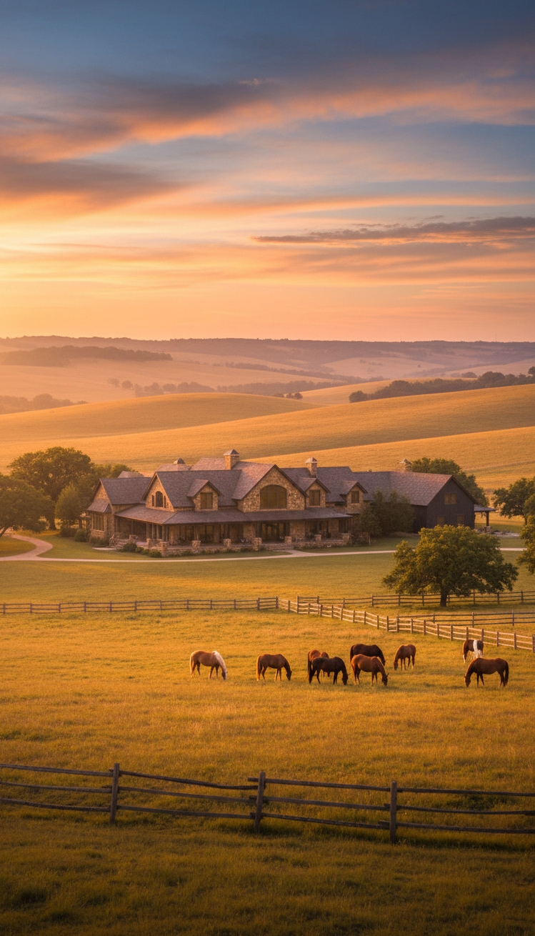 ranch mansion - Classic Split Rail Fences Define Ranch Boundaries - Rustic fences frame the property...