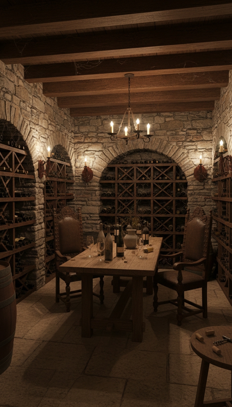 cool basement ideas - Basement Wine Cellar Design Ideas - These stone walls create a cool, cave-like feel,...