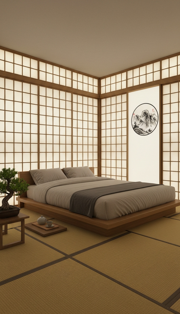 luxury bedroom master design - Asian-Inspired Bedrooms - Tatami mats and bonsai