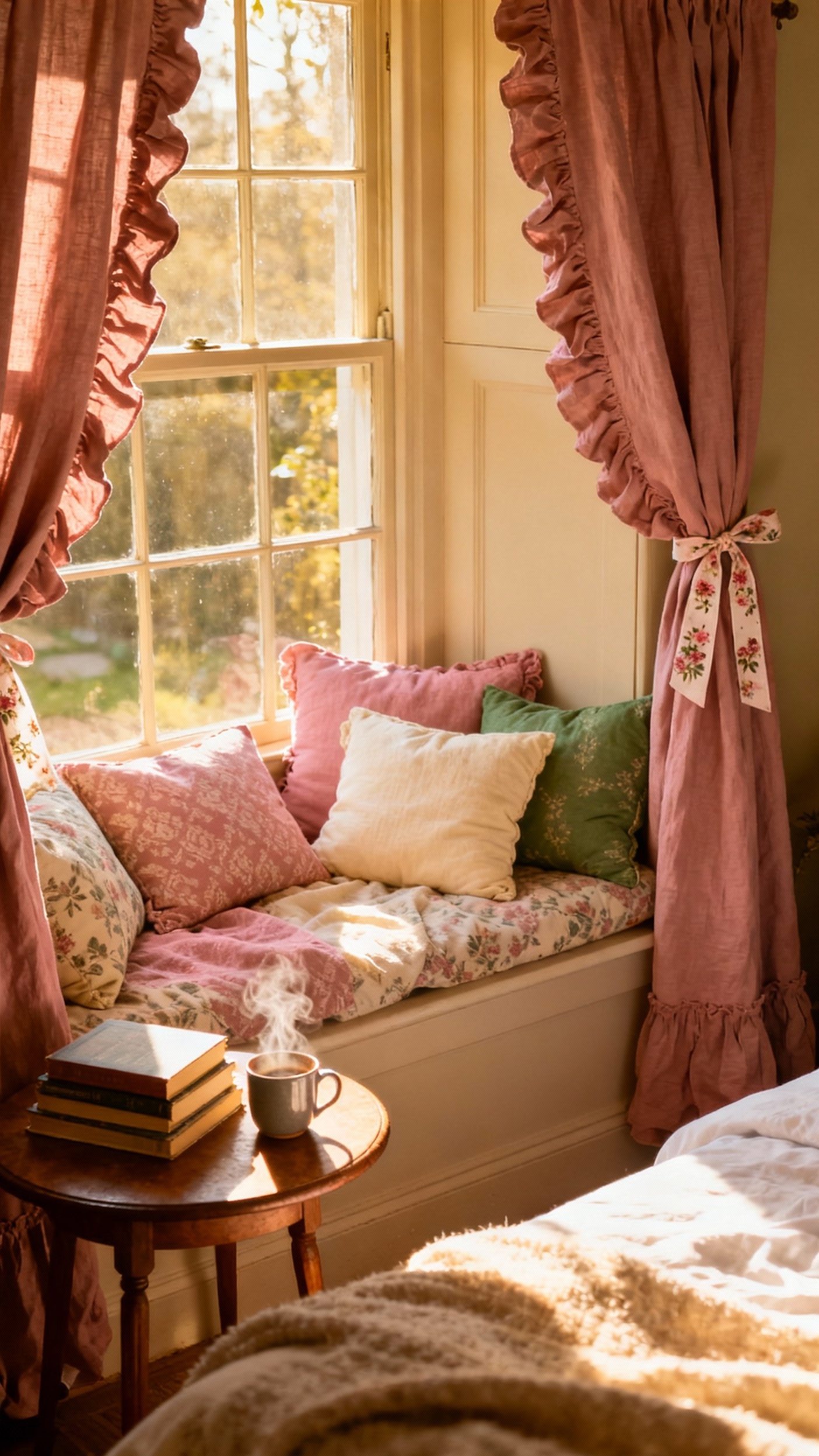 pink curtains bedroom ideas - Dusty Rose Curtains - Dusty rose cotton curtains with ruffles...