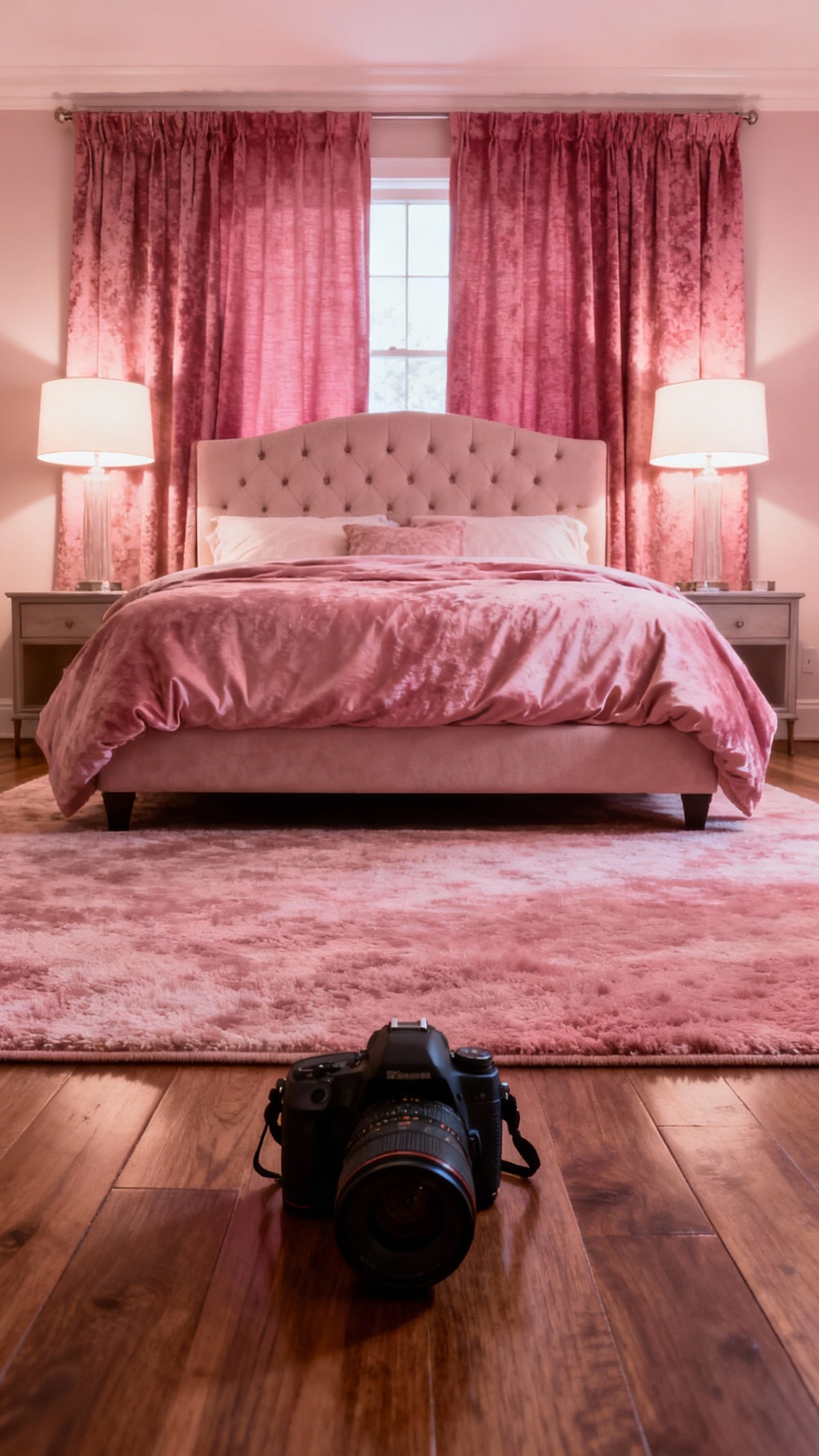 pink curtains bedroom ideas - Two-Tone Pink Curtains - Blush and rose pink curtains with textured fabric...