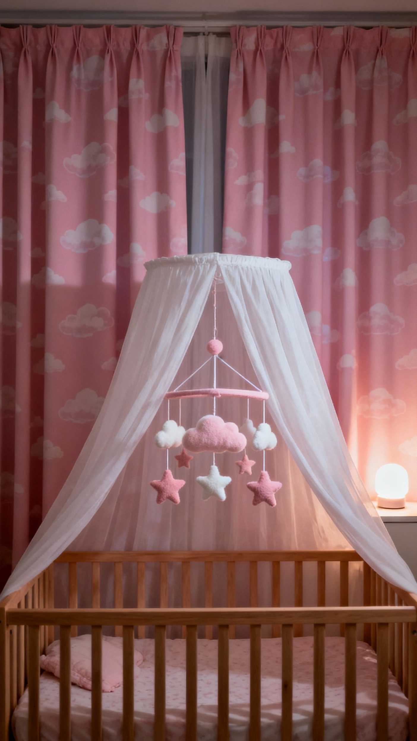 pink curtains bedroom ideas - Cloud-Patterned Blackout Curtains - Blackout pink curtains with cloud pattern...