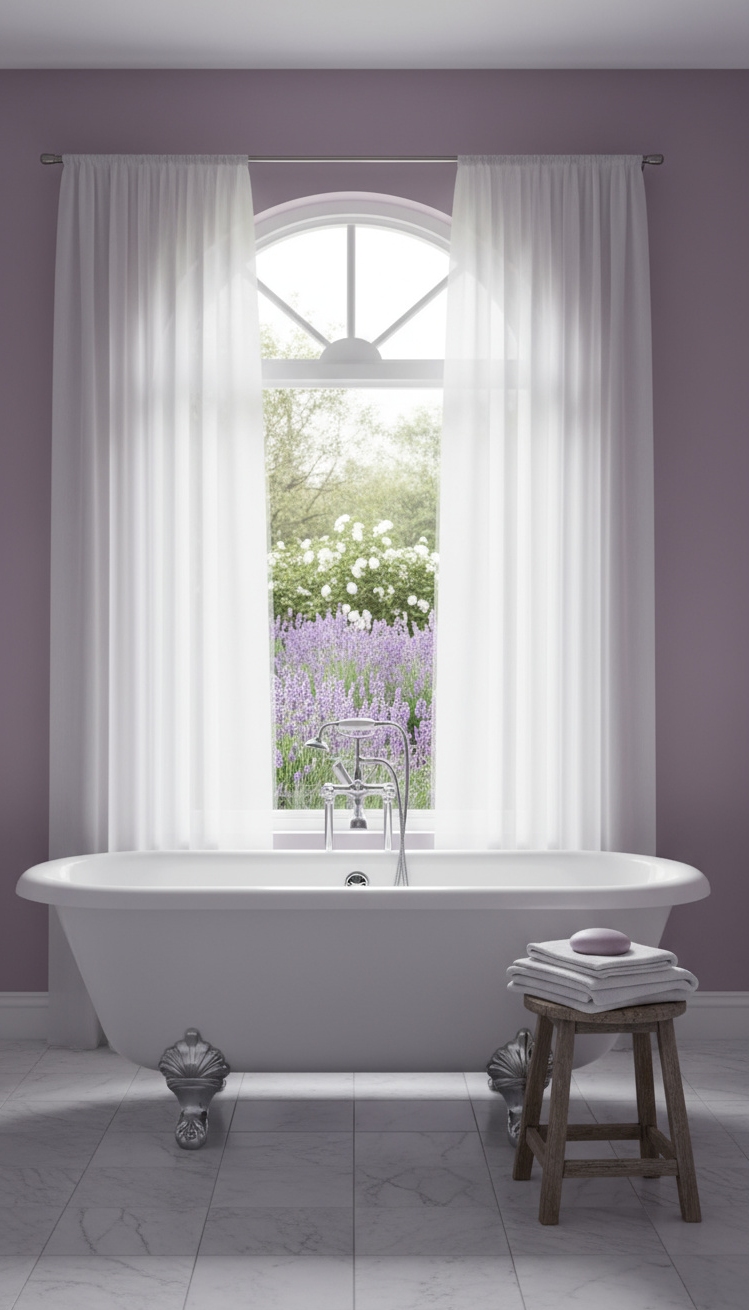 serene interior colors - Bathroom Bliss: Lavender Haze Retreat