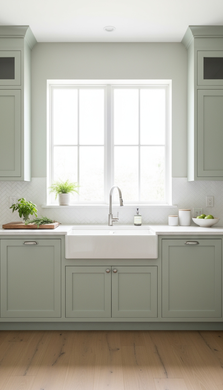 serene interior colors - Kitchen Elegance: Celadon Mist Charm