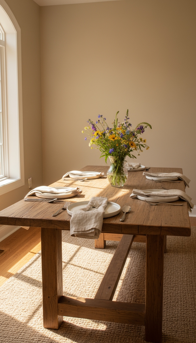 serene interior colors - Dining Room Warmth: Oatmeal Bliss