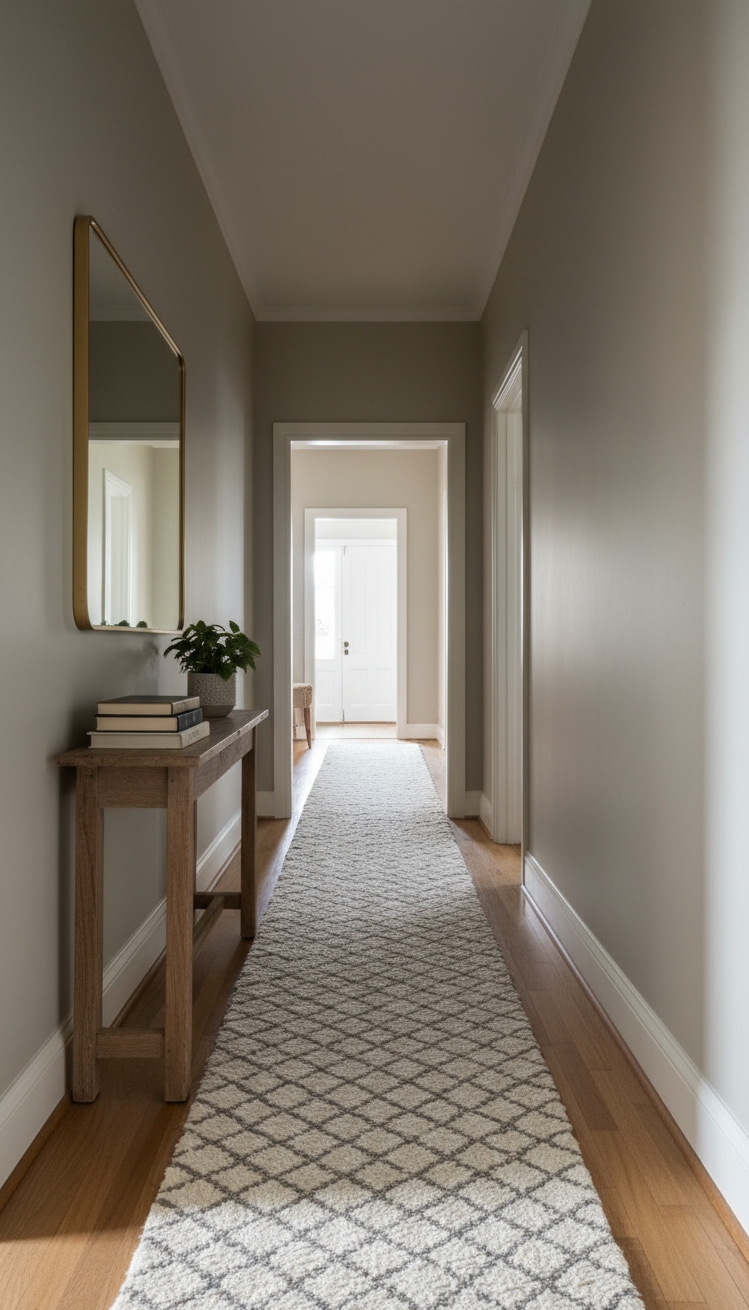 serene interior colors - Hallway Calm: Greige Harmony