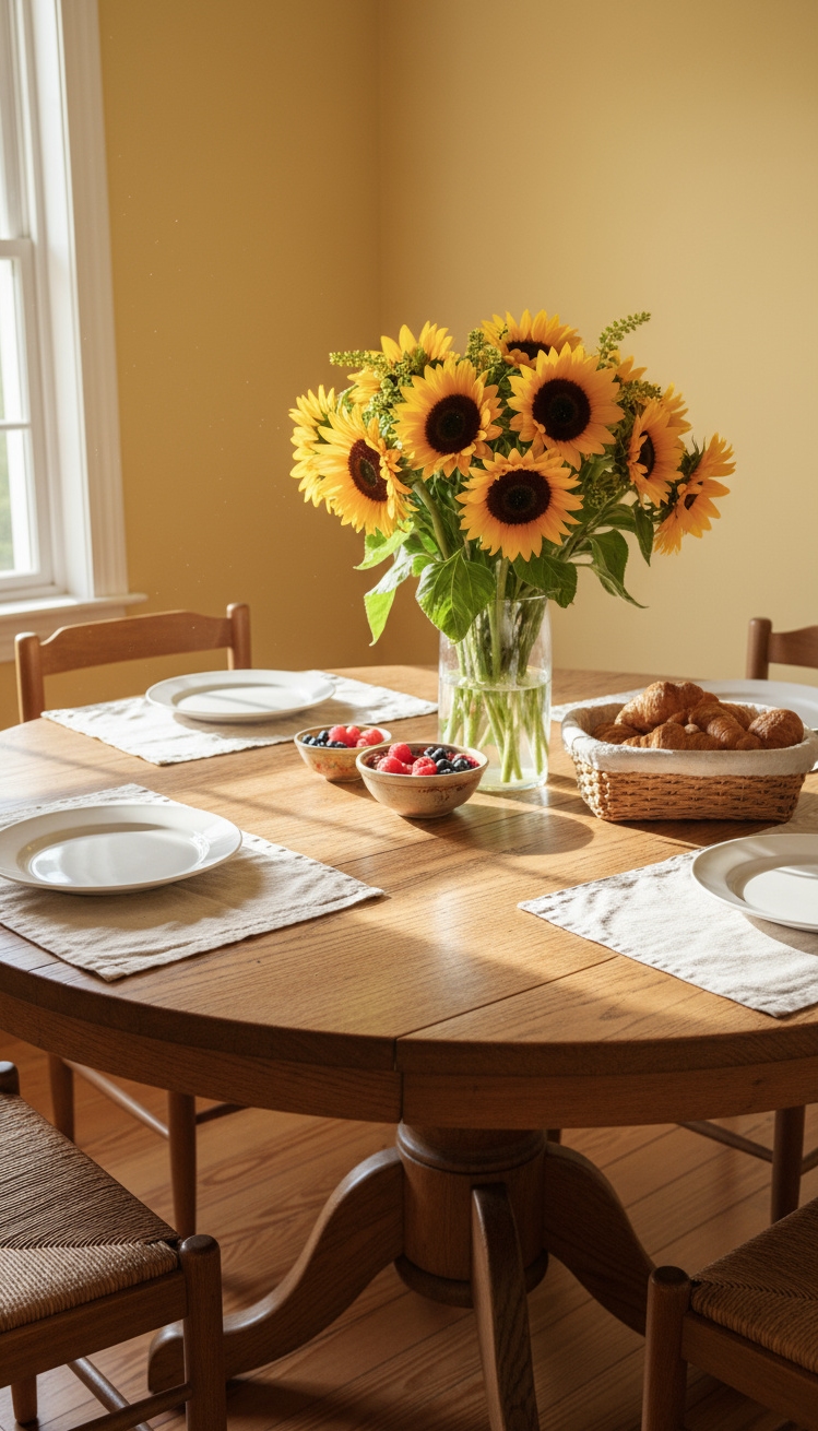serene interior colors - Sunlit Dining: Butter Yellow Glow