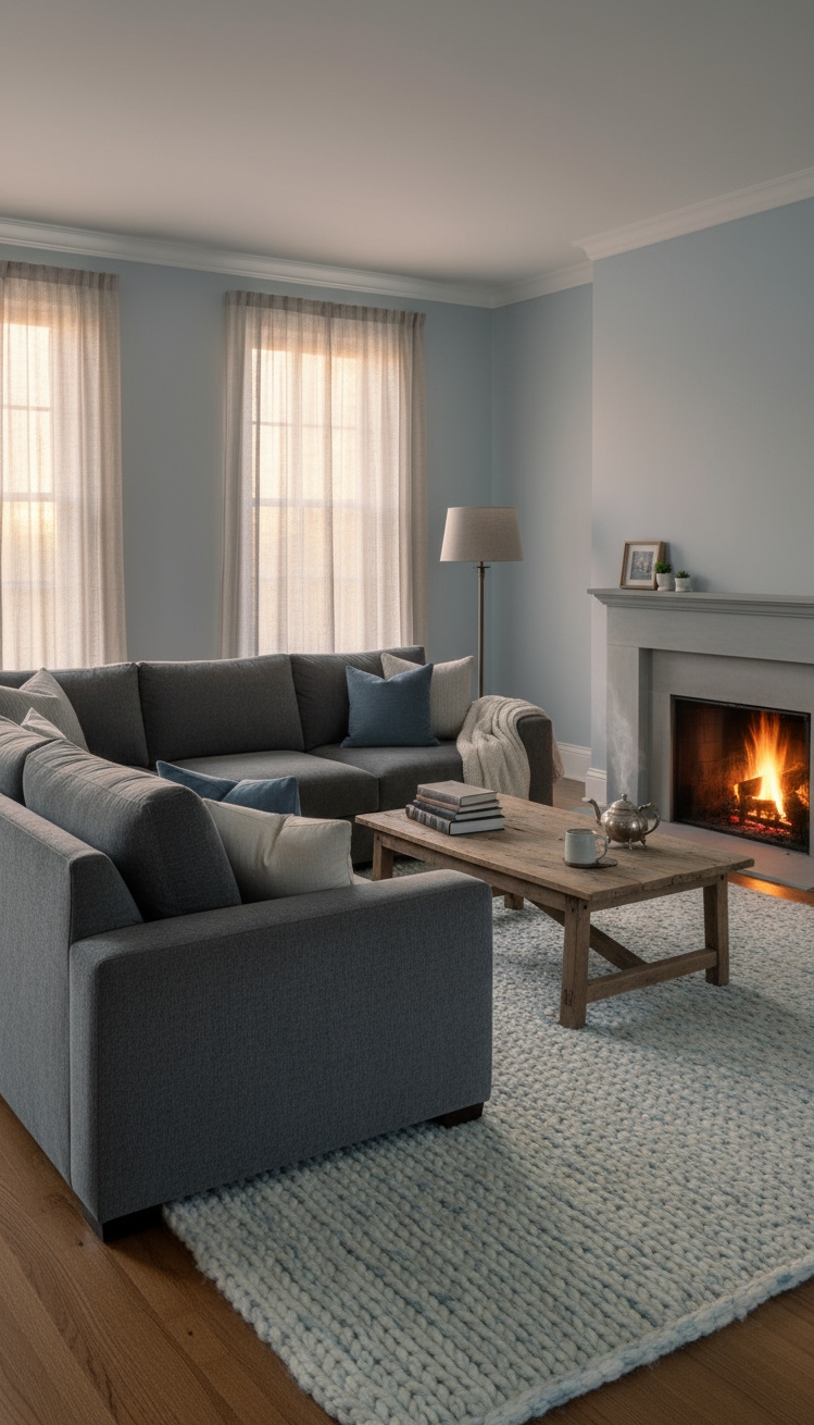 serene interior colors - Living Room Serenity: Azure Dream
