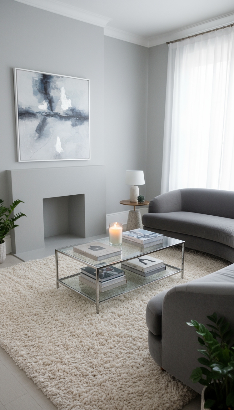 serene interior colors - Living Room Elegance: Cool Gray Allure