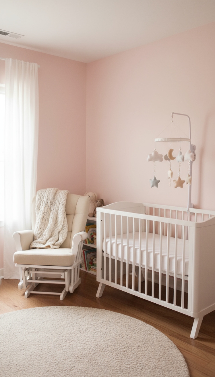 serene interior colors - Nursery Warmth: Pastel Pink Haven