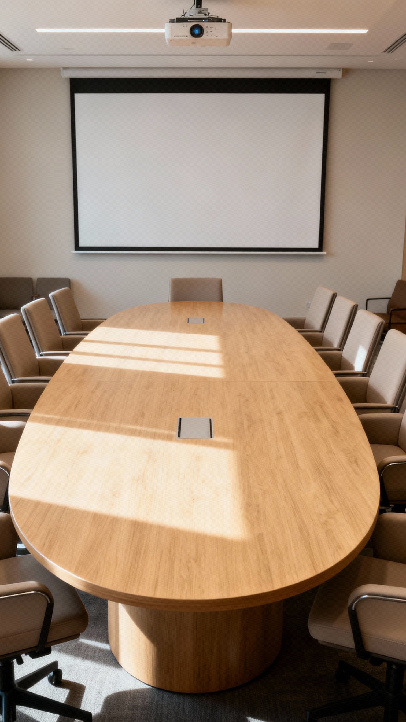 office design ideas - Light Wood Conference Room Design - The light wood conference table immediately draws your...