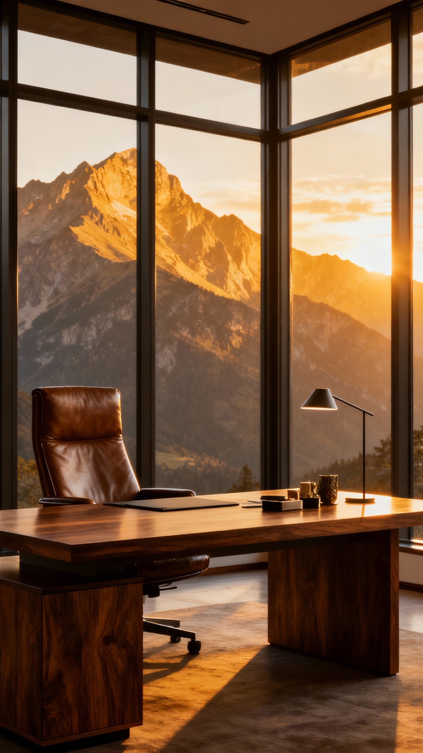 office design ideas - Inspiring Executive Office Design Ideas - The dark walnut executive desk immediately commands attention,...