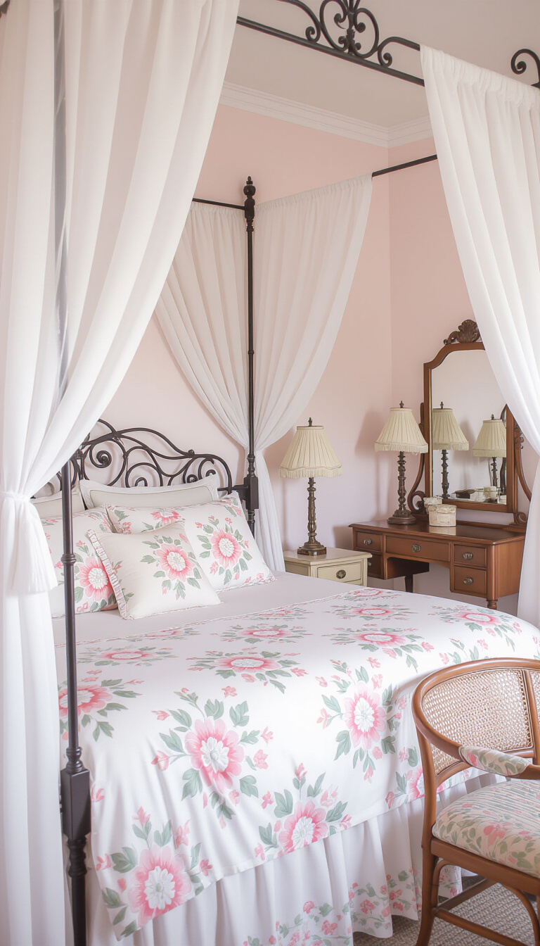 bedroom ideas inspiration - Romantic Vintage Charm: Soft Hues and Timeless Details