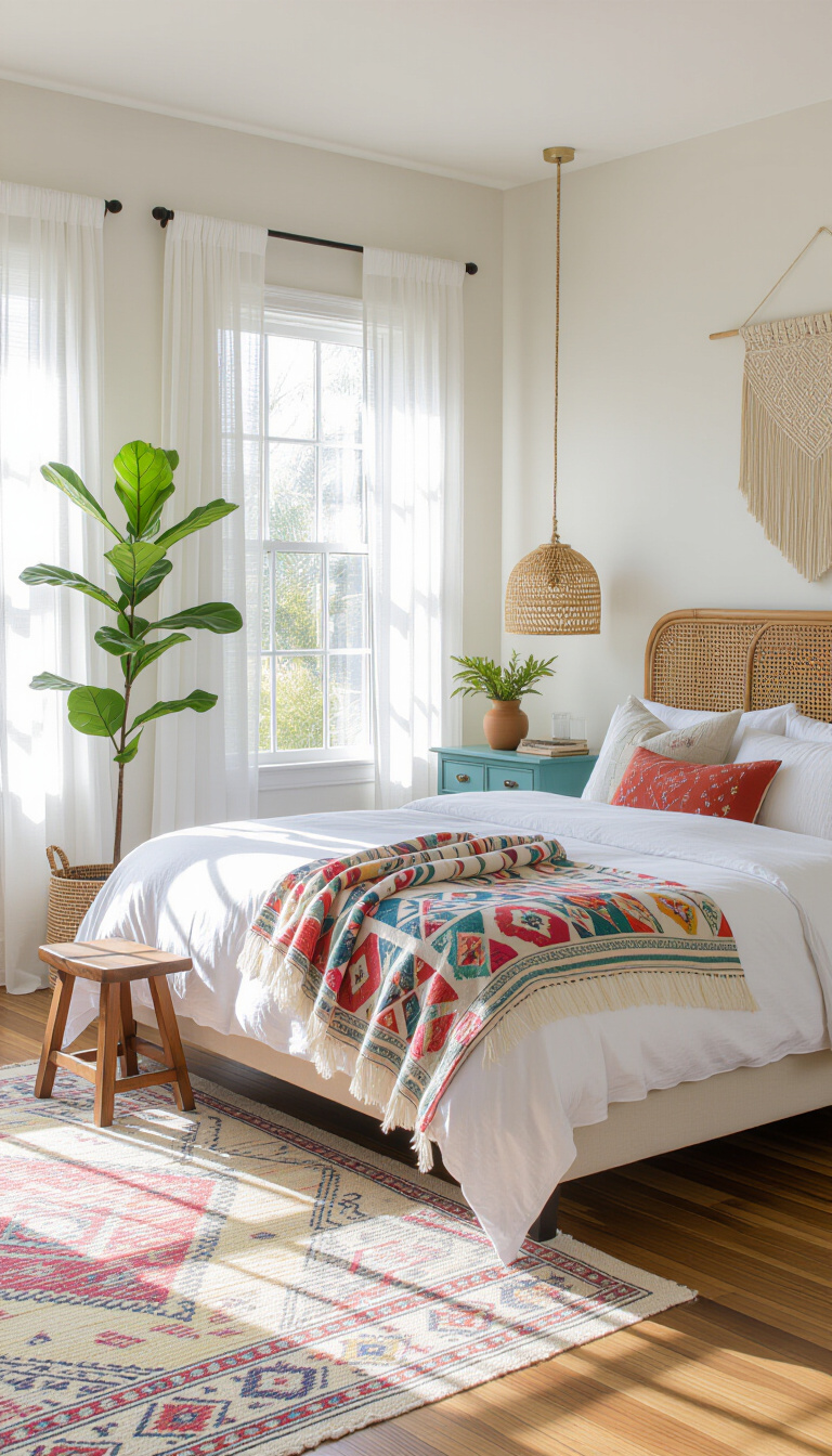 bedroom ideas inspiration - Bohemian Sunlit Haven: Eclectic and Inviting