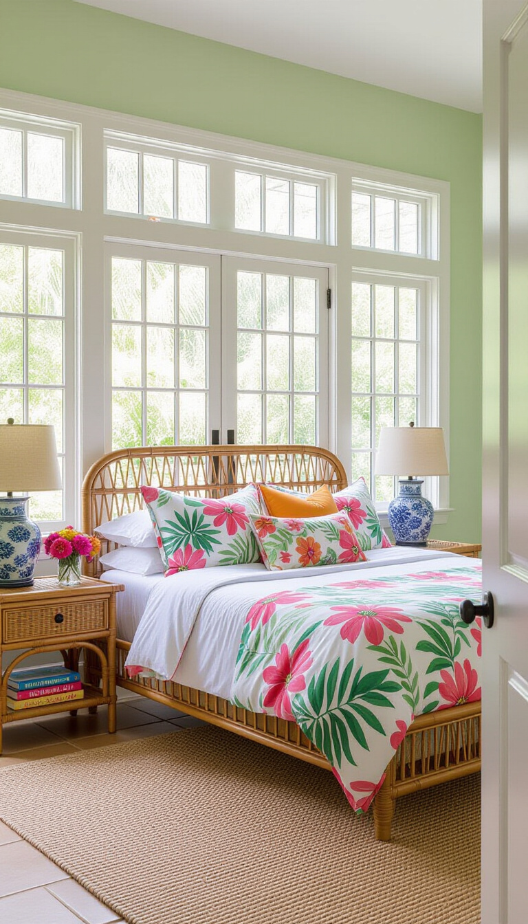 bedroom ideas inspiration - Tropical Retreat: Vibrant Hues and Lush Views