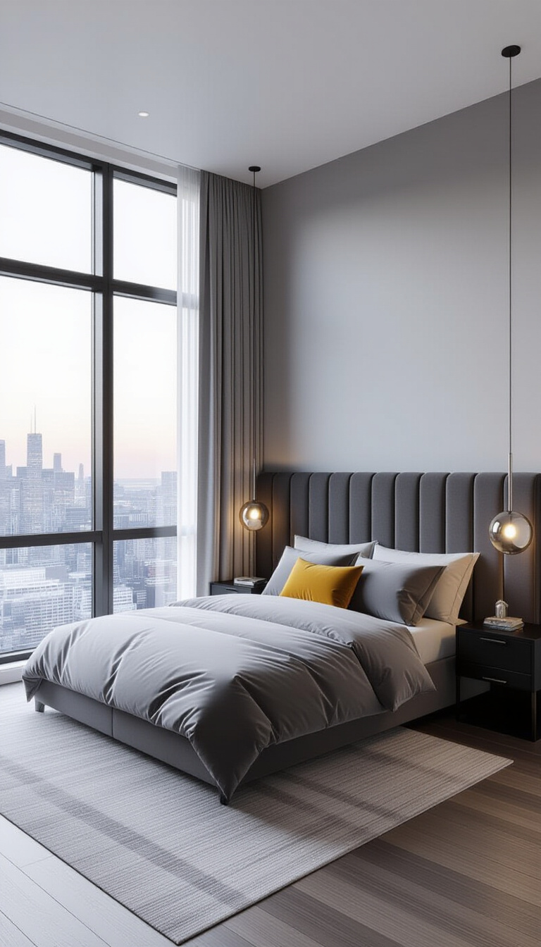 bedroom ideas inspiration - Velvet Dreams with City Views