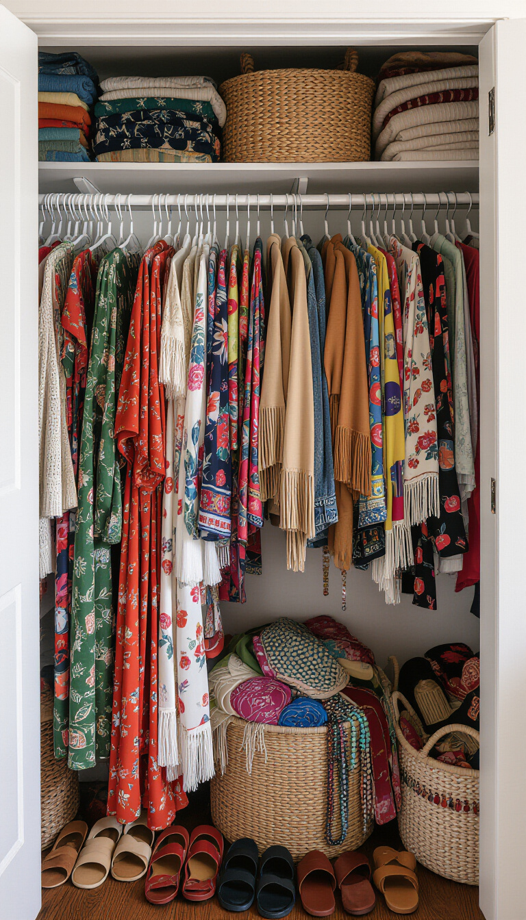 decluttering bedroom closet - Bohemian Closet Makeover