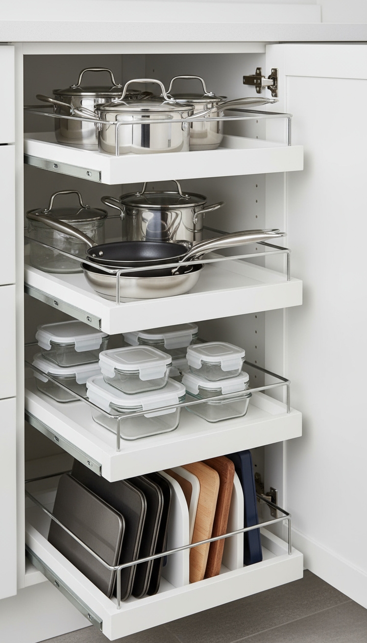 White Kitchen Ideas - Functional Elegance: Organized White Kitchen Storage