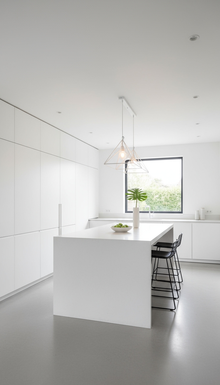 White Kitchen Ideas - Geometric Simplicity: Light-Filled Minimalist White Kitchens