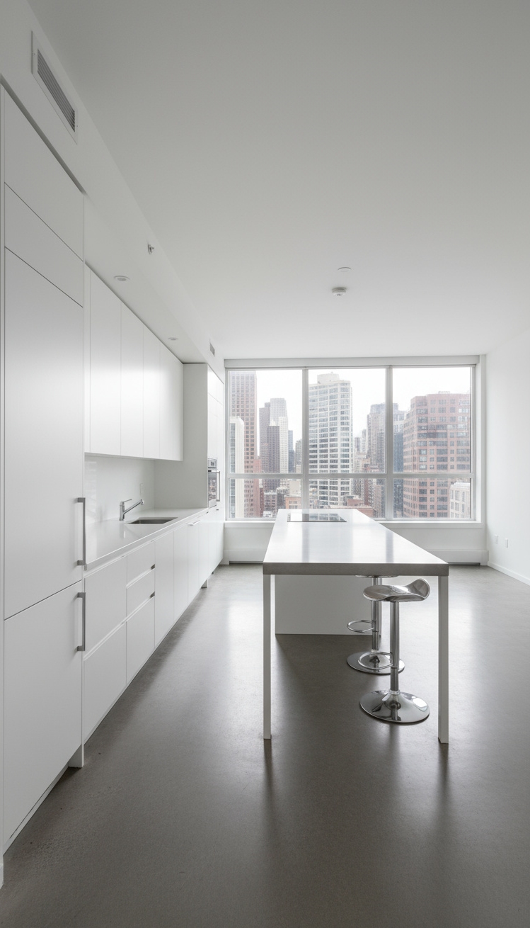 White Kitchen Ideas - Minimalist Loft Kitchens: Clean Lines and Urban Sophistication