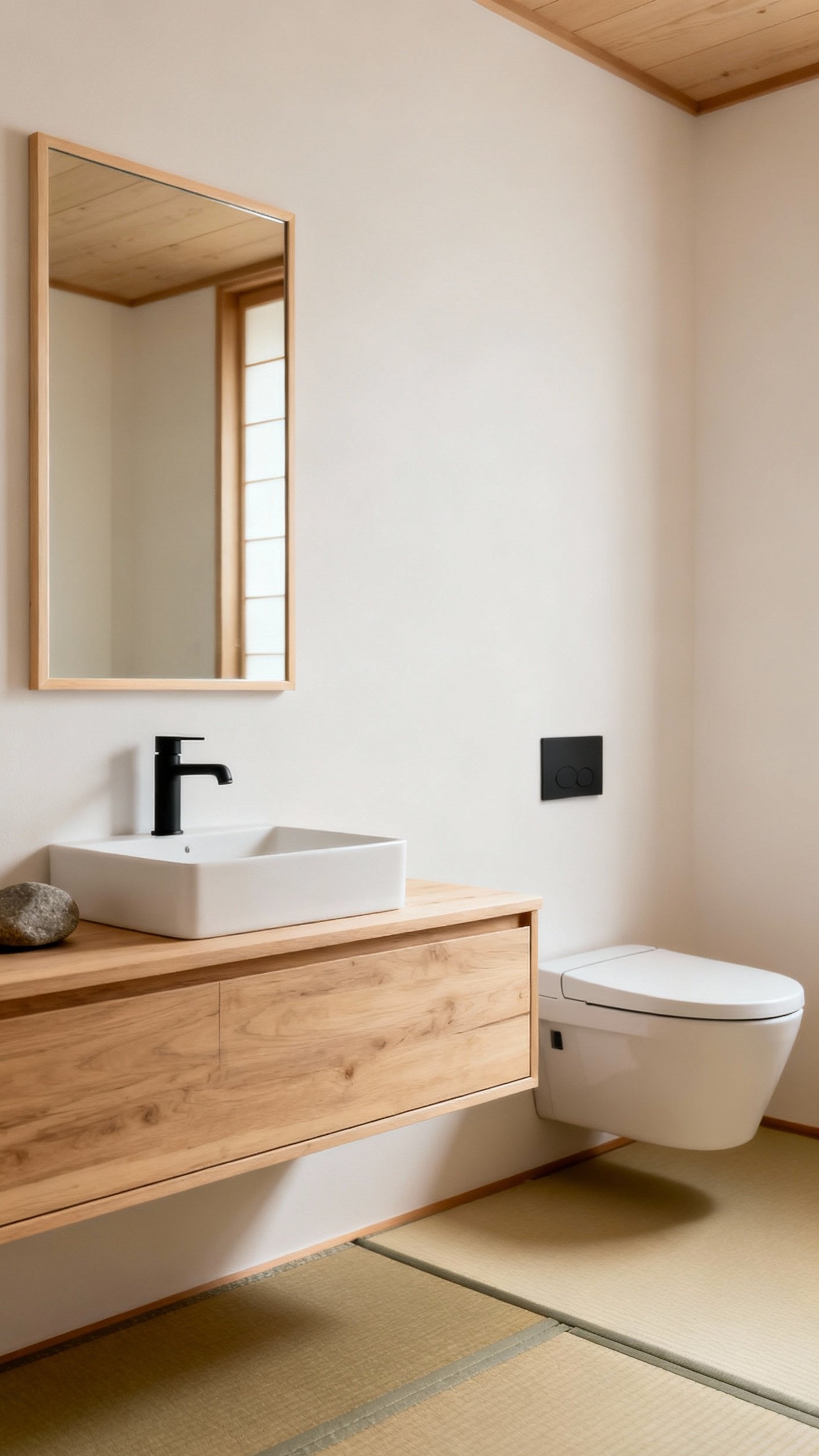 Small Guest Toilet Ideas - Zen-Inspired Serenity - Japanese design with tatami mat flooring