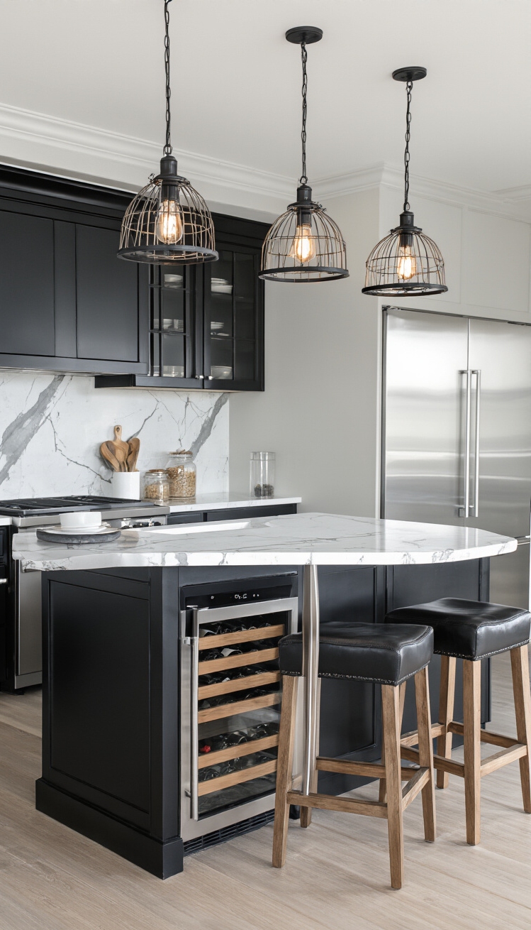 Black Kitchen Inspiration - Luxurious Black Kitchen Islands: Bold and Functional - A sleek black kitchen island immediately commands attention...