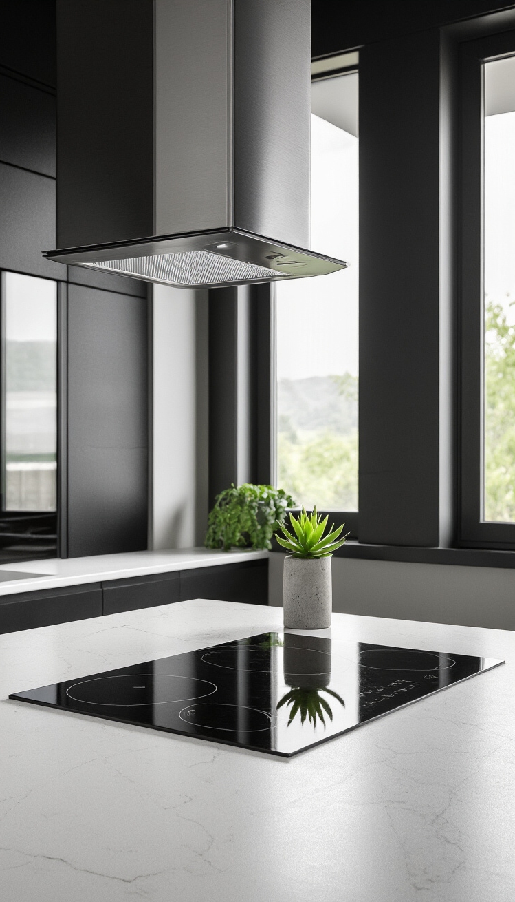 Black Kitchen Inspiration - Minimalist Impact: Bold Black Kitchens with Clean Lines - Sleek, handleless black cabinets immediately grab your attention...