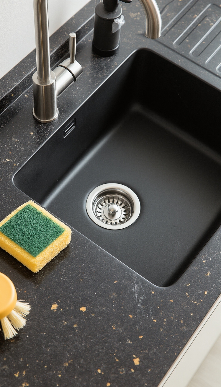Black Kitchen Inspiration - Functional Beauty: Black Kitchen Sink Inspirations - The camera hones in on a stunning black...