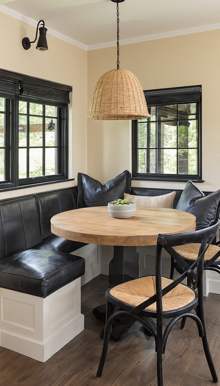 Black Kitchen Inspiration - Inviting Breakfast Spaces: Black Kitchens with Comfortable Nooks - This kitchen makes a bold statement with its...