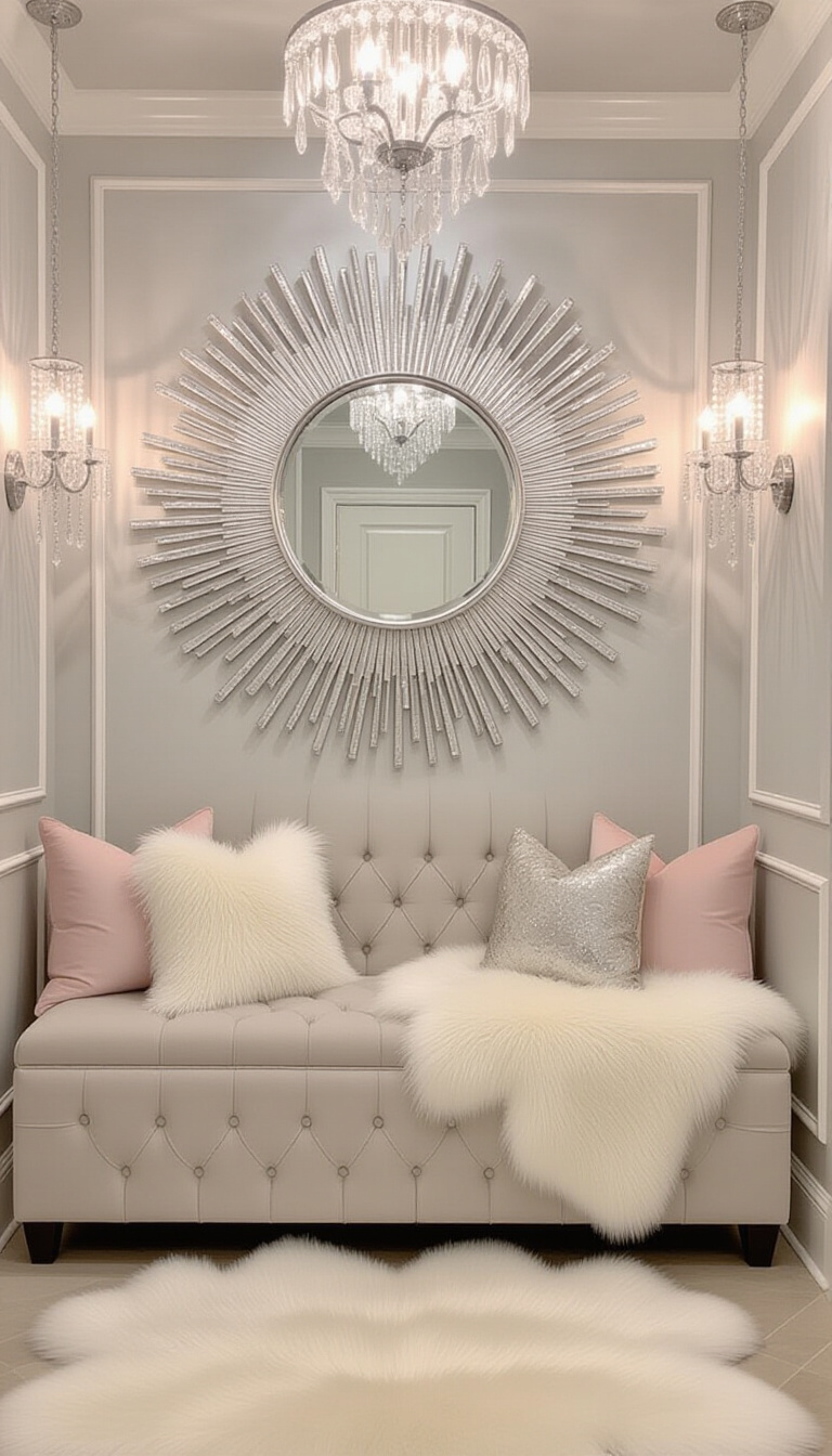 Mud Room With Mirror - Pet-friendly mudroom with large mirror and organized storage.