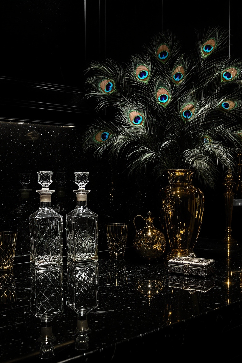 kitchen countertop styling - Curating Dramatic Countertop Displays - Black granite, polished to a mirror sheen and...