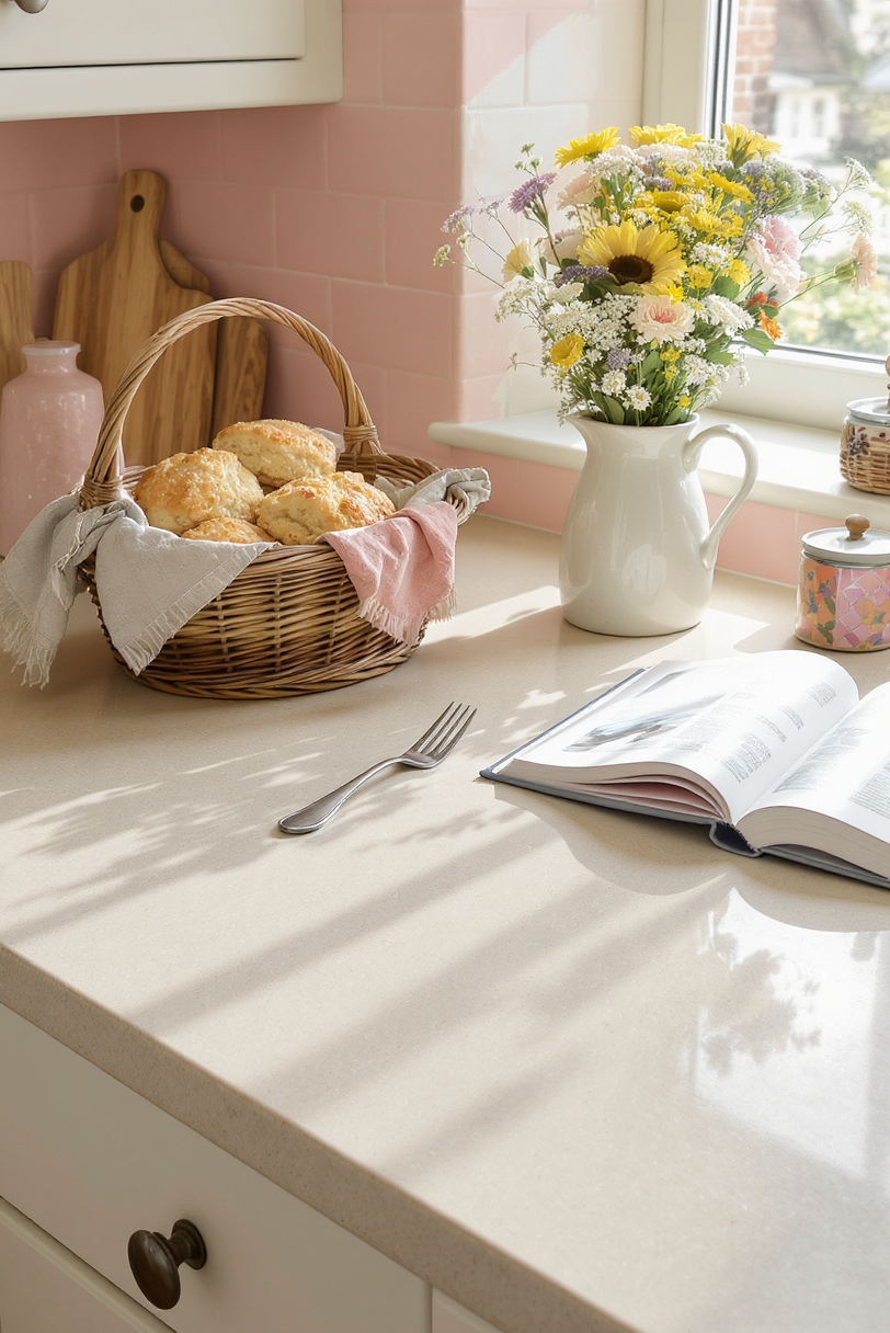 kitchen countertop styling - Cottage Countertop Styling Secrets - Sunlight streams across this welcoming cottage kitchen countertop,...
